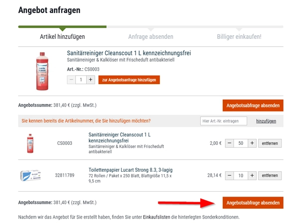 Angebot anfragen Schritt 4
