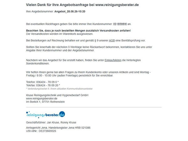 Angebot anfragen Schritt 6