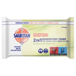 Produktbild für Desinfektionstücher Sagrotan 2in1 Zitronenblüte 15 Stück