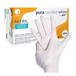 Produktbild für Einmalhandschuhe aus Nitril Ampri pura comfort white XS
