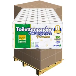 Produktbild für Toilettenpapier paperdi 3-lagig naturweiß Premium Palette