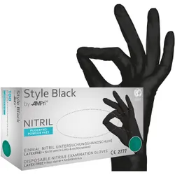 Produktbild für Einmalhandschuhe aus Nitril Ampri Style Black schwarz XS