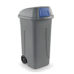 Produktbild für Mülleimer Orgavente Bloom-Push grau-blau 100 L