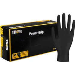 Produktbild für Nitrilhandschuhe Thor Power Grip schwarz M