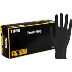 Produktbild für Nitrilhandschuhe Thor Power Grip schwarz L
