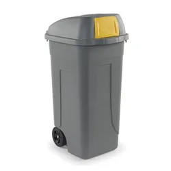Produktbild für Mülleimer Orgavente Bloom-Push grau-gelb 100 L