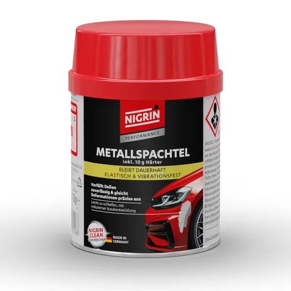 Spachtel Nigrin Performance Metall Spachtel 500 g Aluminium, Kupfer, Stahl, Chrom, Messing