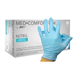 Produktbild für Einmalhandschuhe aus Nitril Ampri Med Comfort blau XS